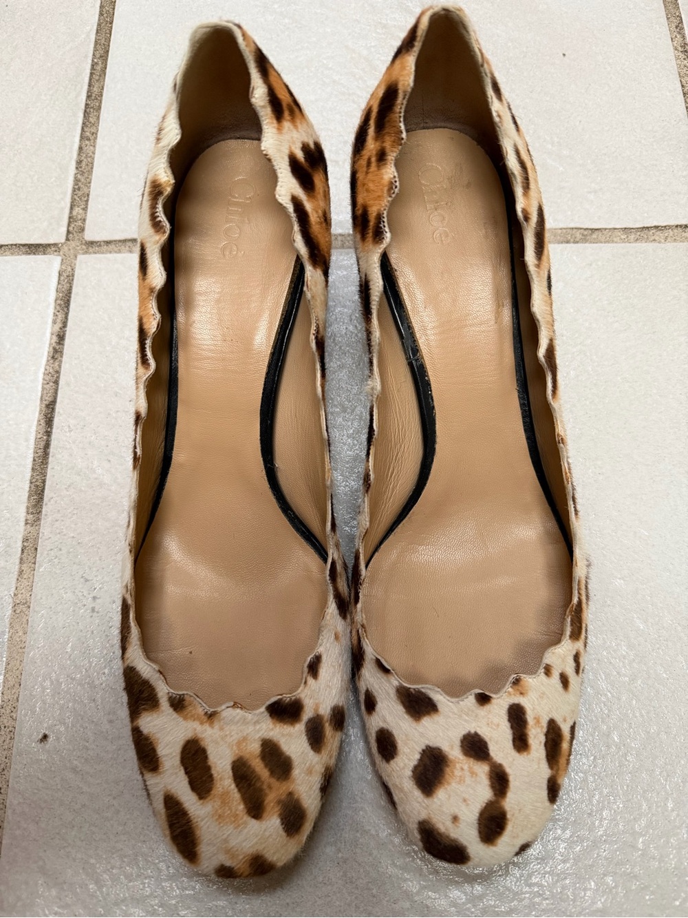 Chloé Leopard Print low heel pumps - brown and cream leopard print